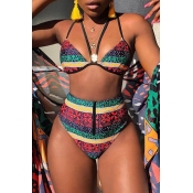 Lovely Casual Printed Multicolor Two-piece Swimwea