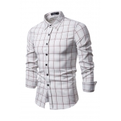 Lovely Casual Grids Printed White Cotton Shirts