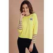 Lovely Casual Animal Printed Yellow Cotton Sweatsh
