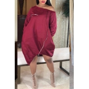 Lovely Casual Loose Red Knee Length Dress