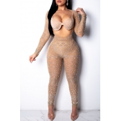Lovely Sexy Apricot One-piece Jumpsuit(It Can Be W