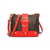 Lovely Trendy Patchwork Red PU Crossbody Bag