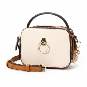 Lovely Casual Patchwork Creamy White Crossbody Bag