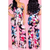 Lovely Casual Printed Loose Light Pink One-piece J