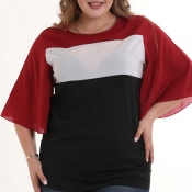 Lovely Casual Trumpet Sleeves Wine Red Blouses