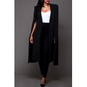 Lovely Casual Sleeveless Cloak Design Black Coat