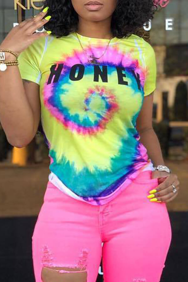 Lovely Leisure Letter Print Yellow T-shirt