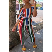 Lovely Sweet Striped Multicolor One-piece Jumpsuit