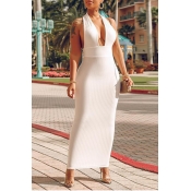 Lovely Elegant Slim White Ankle Length Dress
