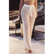 Lovely Sexy Hollowed-out White Knitting Pants (Wit