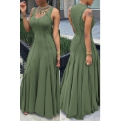 Lovely Casual Tank Sleeveless Army Green Ankle Len
