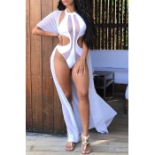 Lovely Casual White Transparent One-piece Swimwear