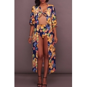 Lovely Trendy Floral Print Multicolor Two-piece Sw
