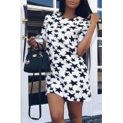 Lovely Casual Five-pointed Star Print Mini Dress(W
