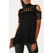 Lovely Leisure Hollowed-out Black T-shirt