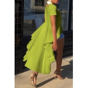 Lovely Trendy Asymmetrical Green Blouses