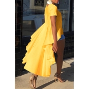 Lovely Trendy Asymmetrical Yellow Blouses