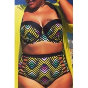 Lovely Printed Hollow-out Two-piece Swimwear