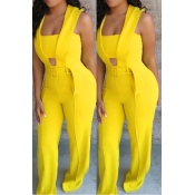 Lovely Stylish Hollow-out Yellow One-piece Jumpsui