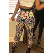Lovely Trendy Printed Patchwork Black Pants