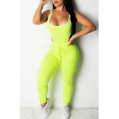 Lovely Leisure Hollow-out Green Two-piece Pants Se