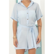 Lovely Stylish See-though Blue One-piece Romper(No