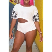 Lovely Casual Printed Patchwork White Two-piece Sh