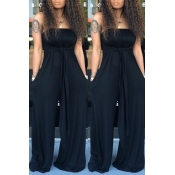 Lovely Casual Off The Shoulder Black One-piece Jum