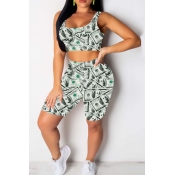 Lovely Casual Printed Multicolor Two-piece Shorts 