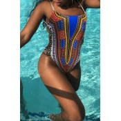 Lovely Printed Backless One-piece Swimwear