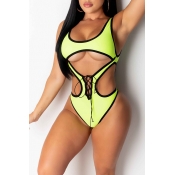Lovely Hollow-out Yellow One-piece Swimwear