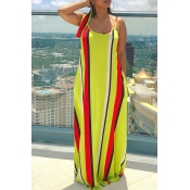Lovely Stylish Striped Printed Yellow Floor Length