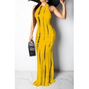 Lovely Casual Tank Sleeveless Yellow Floor Length 