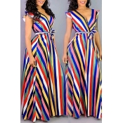 Lovely Trendy Striped Ankle Length Dress