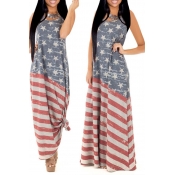 Lovely Independence Day Casual U Neck Printed Ankl