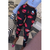 Lovely Stylish Lip Printed Black Pants