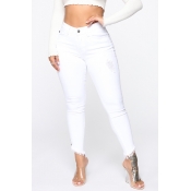Lovely Stylish Mid Waist White Jeans