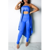 Lovely Casual Off The Shoulder Asymmetrical Blue T