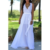 Lovely Casual Tank Sleeveless Side Slit White Floo