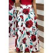 Lovely Stylish High Waist Floral Printed White Ank