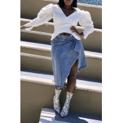 Lovely Sweet Puff Sleeve White Blouse