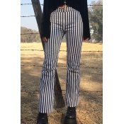 Lovely Casual Mid Waist Striped Pants