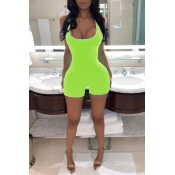 Lovely Casual Patchwork Green One-piece Romper