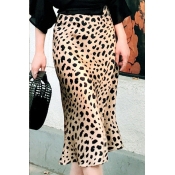 Lovely Stylish Leopard Printed Knee Length A Line 