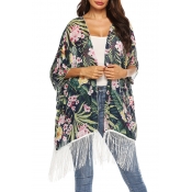 Lovely Casual Printed Tassel Design Deep Green Chi
