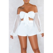 Lovely Sexy Off The Shoulder White Two-piece Short