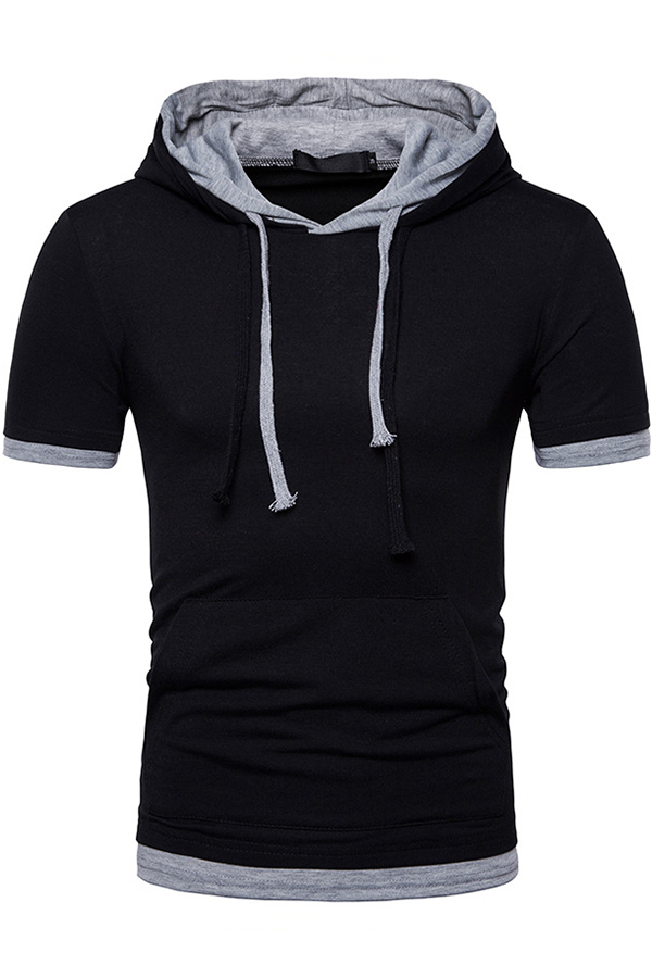 Lovely Casual Hooded Collar Black T-shirt