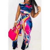 Lovely Casual Print Loose Multicolor Two-piece Pan