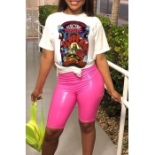 Lovely Casual Printed Pink Two-piece Shorts Set