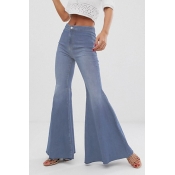 Lovely Casual Flared Blue Jeans